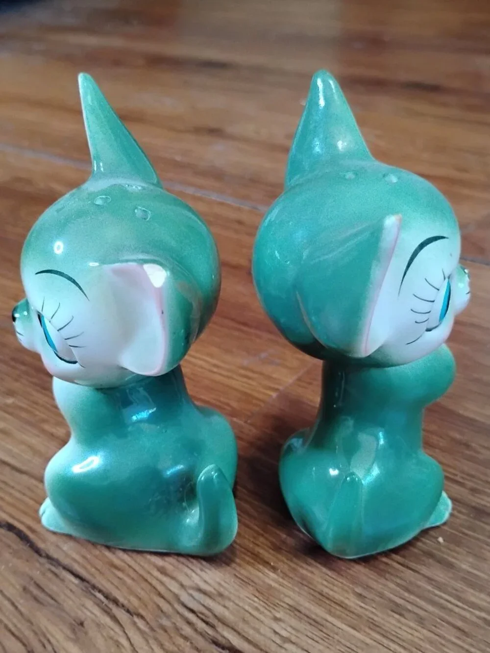 Vintage BP Products Green Cat Shaker Set Japan Anthropomorphic